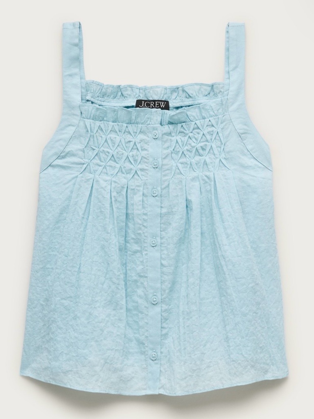 J. Crew Light Blue Smocked Button-Front Tank